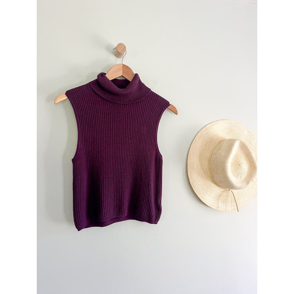 Elizabeth and James | Sleeveless Turtleneck Sweater | Purple | Sz XS
